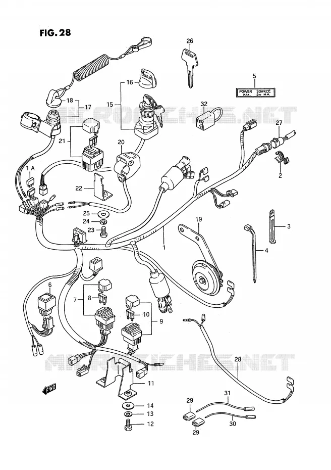 WIRING HARNESS Suzuki QUAD 250 KINGQUAD 1987  LT-F4WDH(E2)