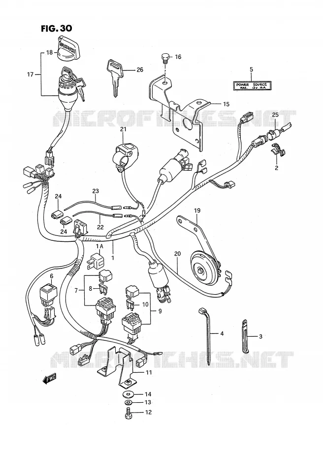 WIRING HARNESS Suzuki QUAD 300 KINGQUAD 1991  LT-F4WDXM(E3)
