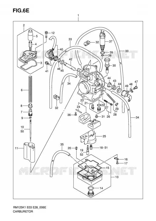 CARBURETOR (MODEL K6) Suzuki MOTO 125 RM 2005  RM125K5