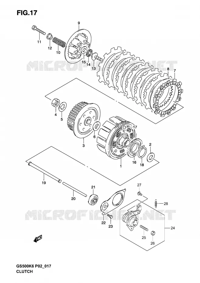 CLUTCH Suzuki MOTO 500 GS-E 2005  GS500K5(P19)