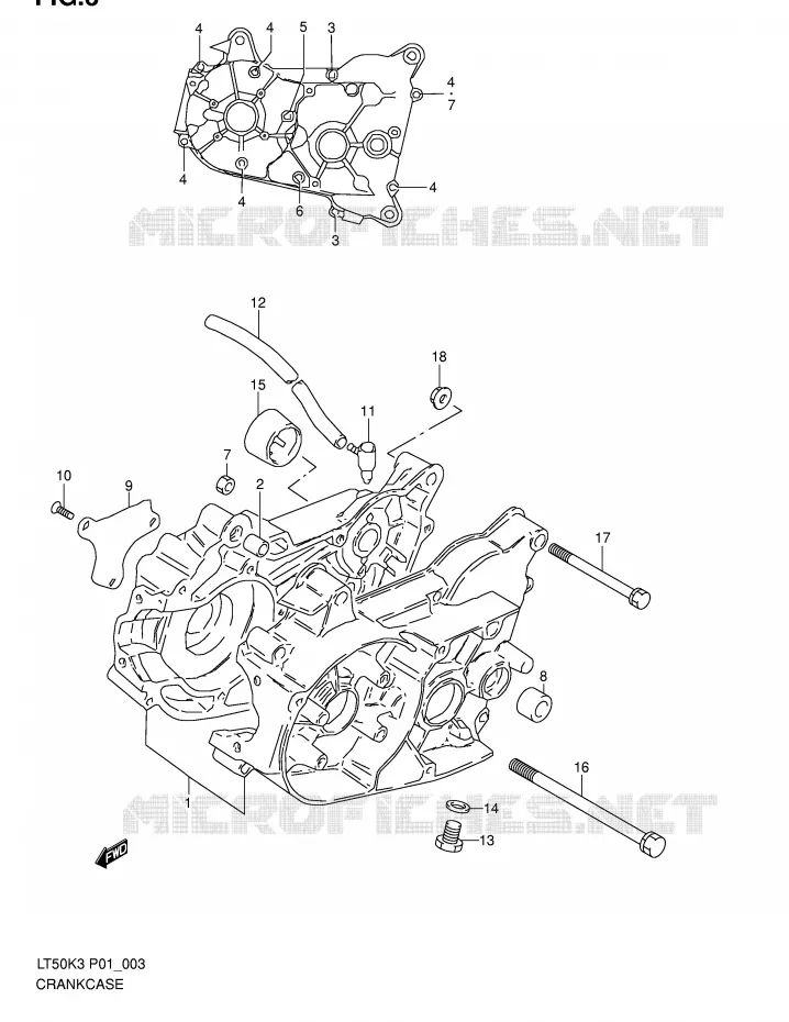 CRANKCASE Suzuki QUAD 50 MINIQUAD-SPORT 2004  LT50K4(P1)