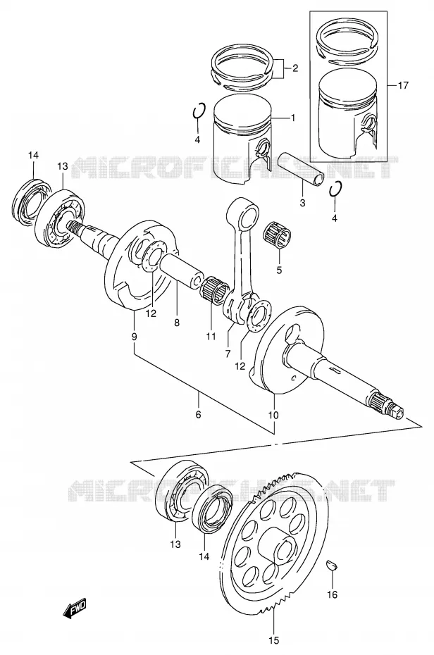 CRANKSHAFT Suzuki QUAD 80 QUADSPORT 2000  LT80Y(P3/P28)