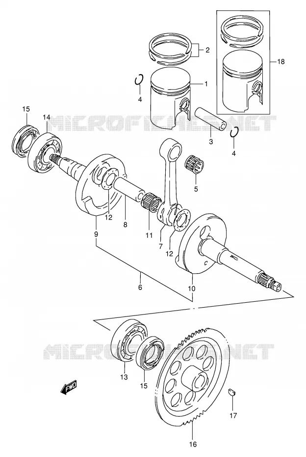 CRANKSHAFT Suzuki QUAD 80 QUADSPORT 2006  LT80K6(P1)