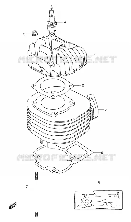 CYLINDER Suzuki QUAD 80 QUADSPORT 2000  LT80Y(P3/P28)