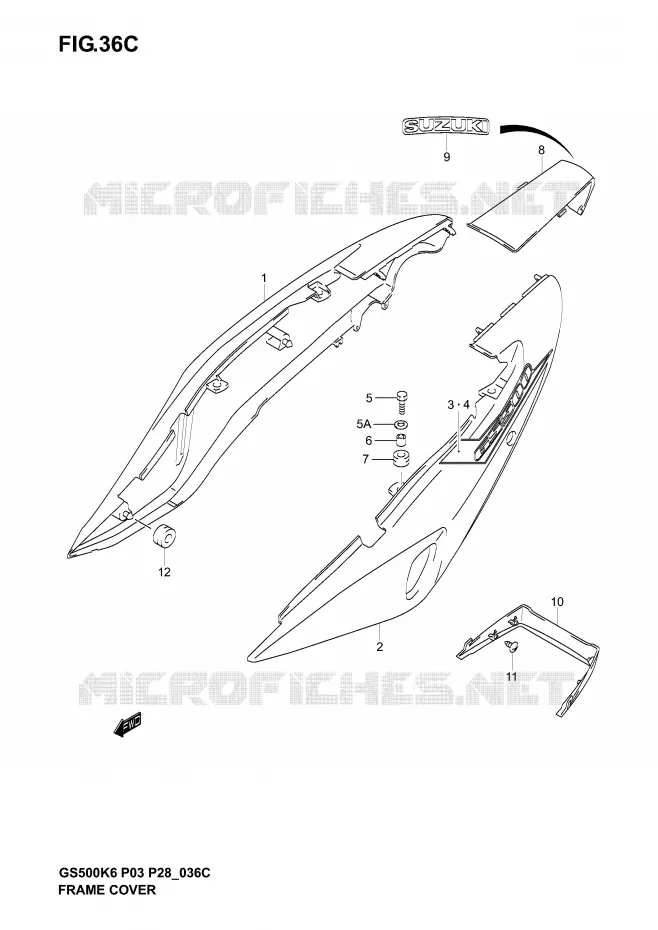 FAIRING (GS500K5 P28) Suzuki MOTO 500 GS-E 2003  GS500K3(P3)