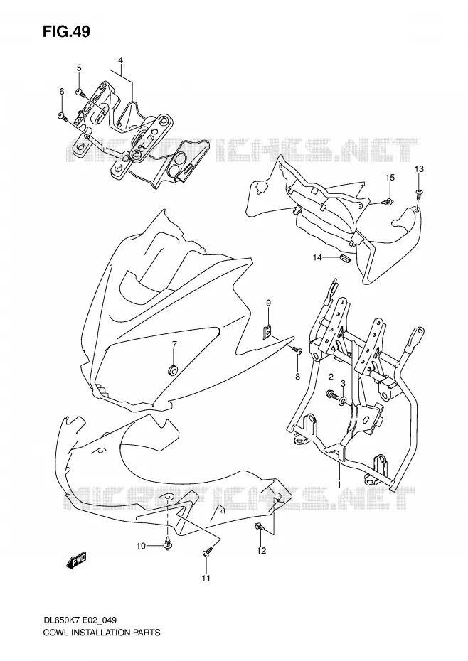 FAIRING INSTALLATION PARTS Suzuki MOTO 650 V-STROM 2010  DL650L0(E2)