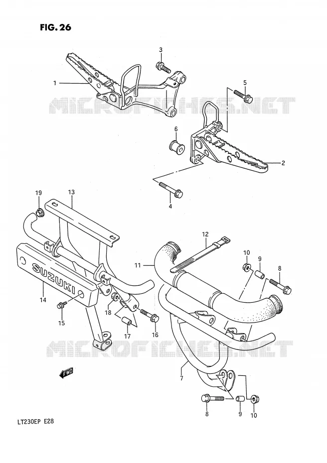 FOOTREST (MODEL H/J) Suzuki QUAD 230 QUADSPORT 1987  LT230EH(E28)