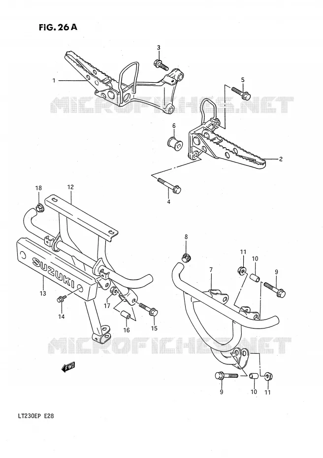 FOOTREST (MODEL K/L/M/N/P) Suzuki QUAD 230 QUADSPORT 1987  LT230EH(E28)