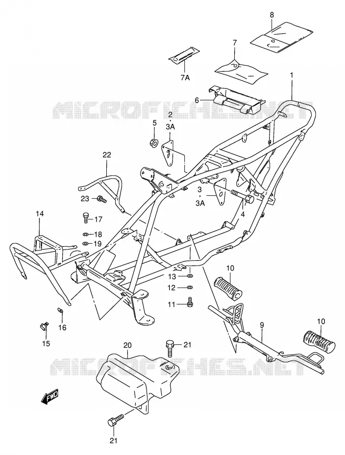 FRAME - FOOTREST Suzuki QUAD 50 MINIQUAD-SPORT 1999  LT50X(P1)