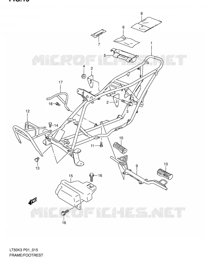 FRAME - FOOTREST Suzuki QUAD 50 MINIQUAD-SPORT 2004  LT50K4(P1)