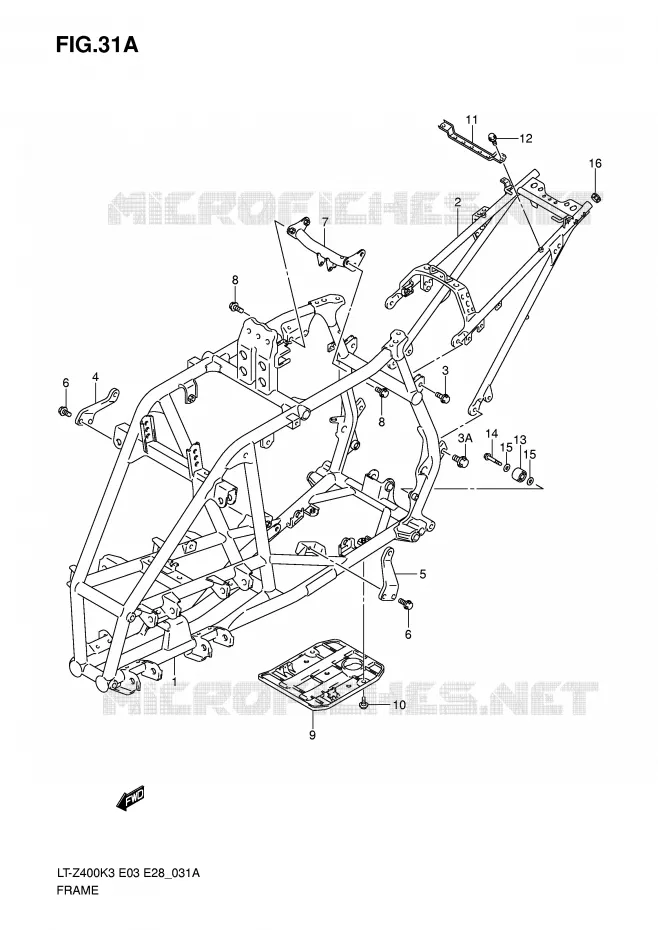 FRAME (MODEL K5/K6/K7) Suzuki QUAD 400 QUADSPORT 2005  LT-Z400K5(E3/E28)