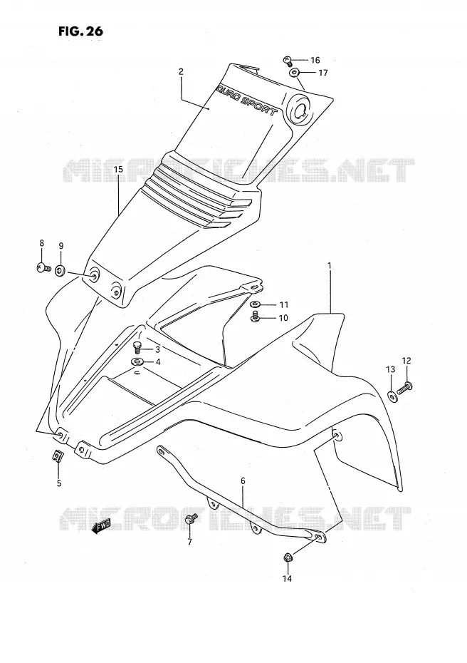 FRONT FENDER (MODEL H) Suzuki QUAD 80 QUADSPORT 1991  LT80M(P28)