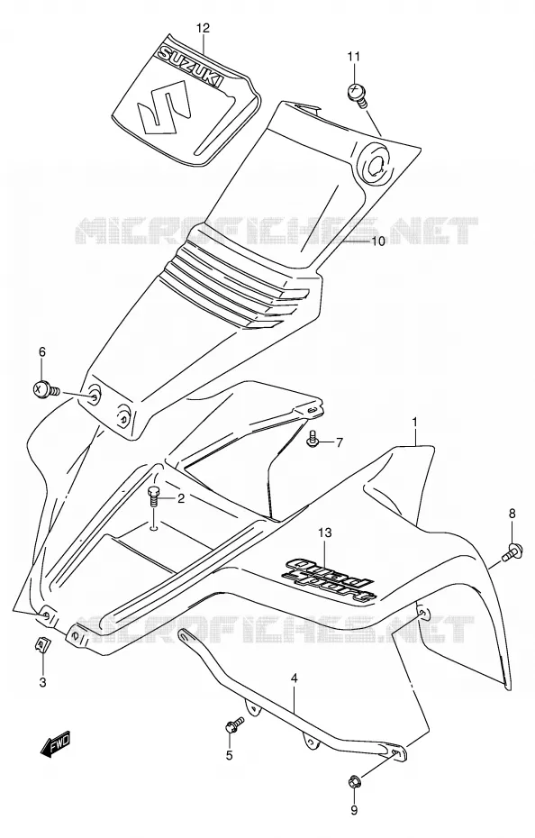 FRONT FENDER (MODEL K2/K3/K4) Suzuki QUAD 80 QUADSPORT 2002  LT80K2(P3/P28)