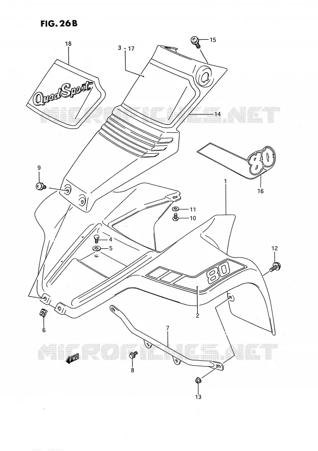 FRONT FENDER (MODEL M/N/P/R) Suzuki QUAD 80 QUADSPORT 1989  LT80K(P28)