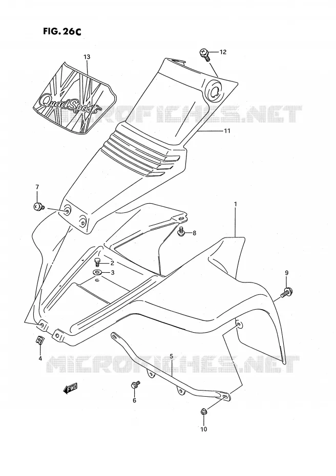 FRONT FENDER (MODEL S) Suzuki QUAD 80 QUADSPORT 1991  LT80M(P28)