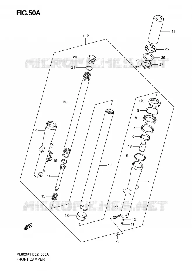 FRONT FORK (MODEL K5) Suzuki MOTO 800 VOLUSIA 2003  VL800ZK3(E2)