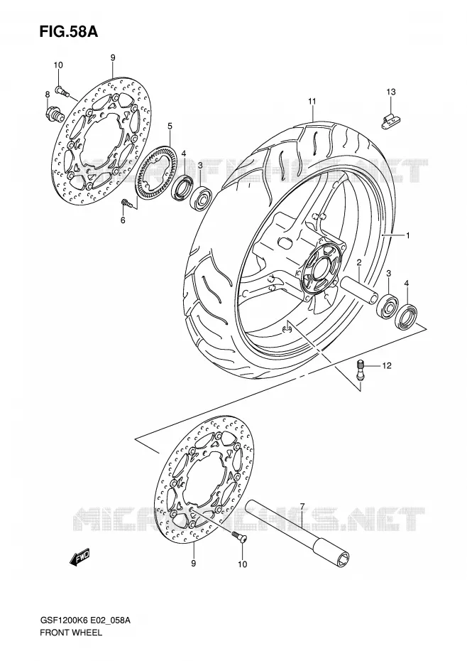 FRONT WHEEL (GSF1200AK6/SAK6) Suzuki MOTO 1200 BANDIT-S 2006  GSF1200SK6(E2)