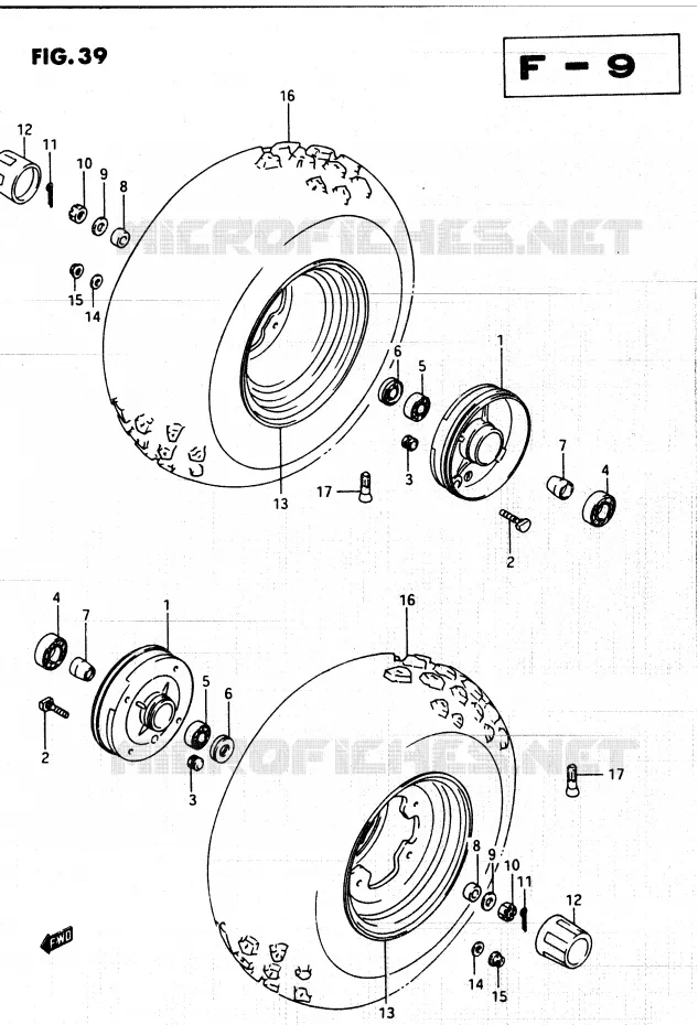 FRONT WHEEL Suzuki QUAD 250 QUADRUNNER 1987  LT250EFF(F/2/G)