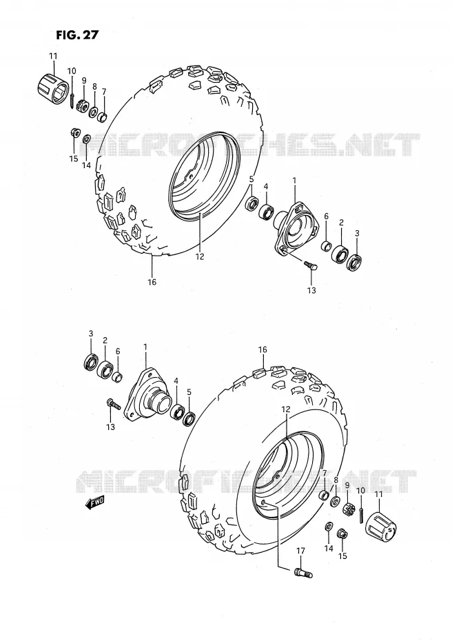 FRONT WHEEL Suzuki QUAD 80 QUADSPORT 1995  LT80S(P28)
