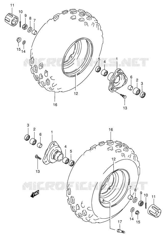 FRONT WHEEL Suzuki QUAD 80 QUADSPORT 2002  LT80K2(P3/P28)