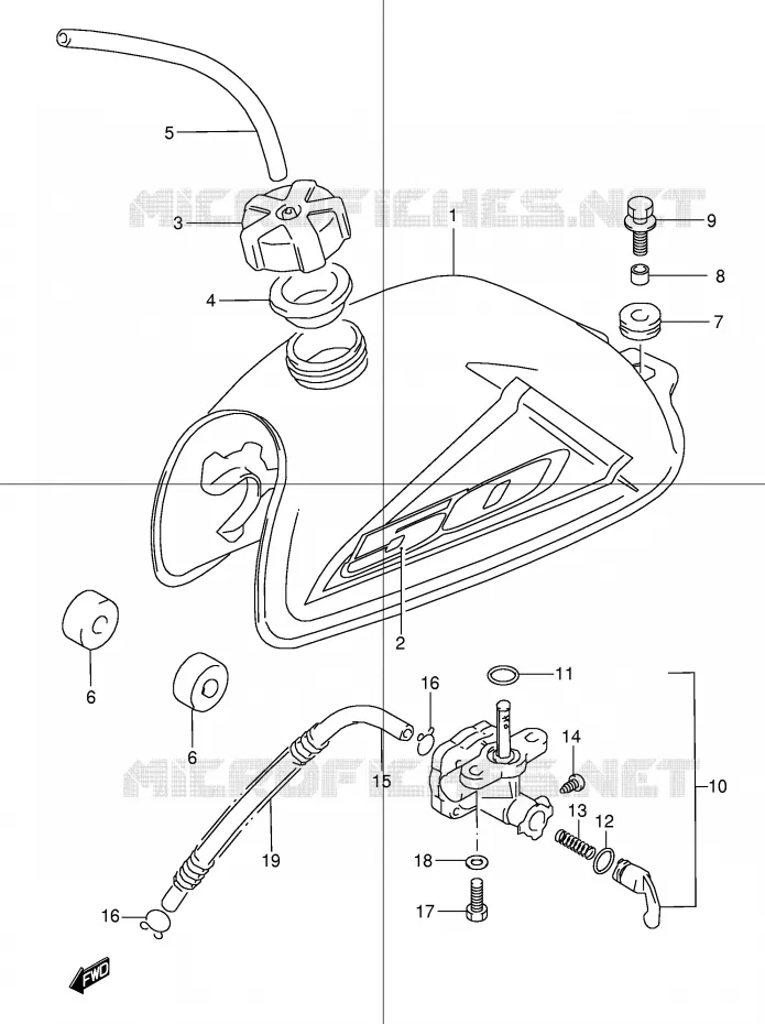 FUEL TANK (MODEL K1/K2) Suzuki QUAD 50 MINIQUAD-SPORT 2002  LT50K2(P1)