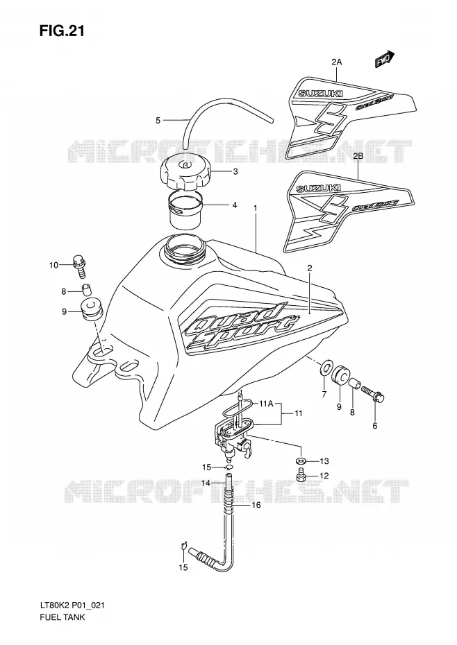 FUEL TANK (MODEL K2/K3/K4) Suzuki QUAD 80 QUADSPORT 2005  LT80K5(P1)