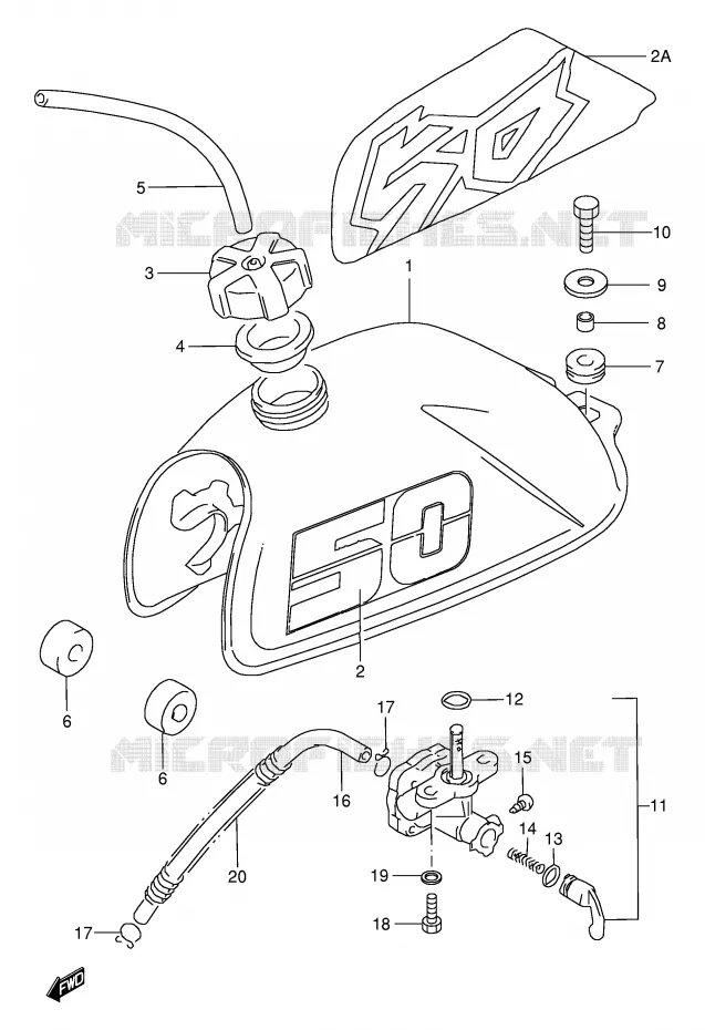 FUEL TANK (MODEL L/X/Y) Suzuki QUAD 50 MINIQUAD-SPORT 2000  LT50Y(P1)