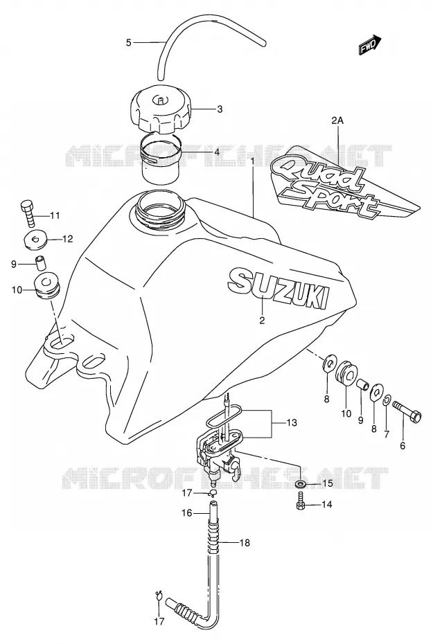 FUEL TANK Suzuki QUAD 80 QUADSPORT 1996  LT80T(P3/P28)