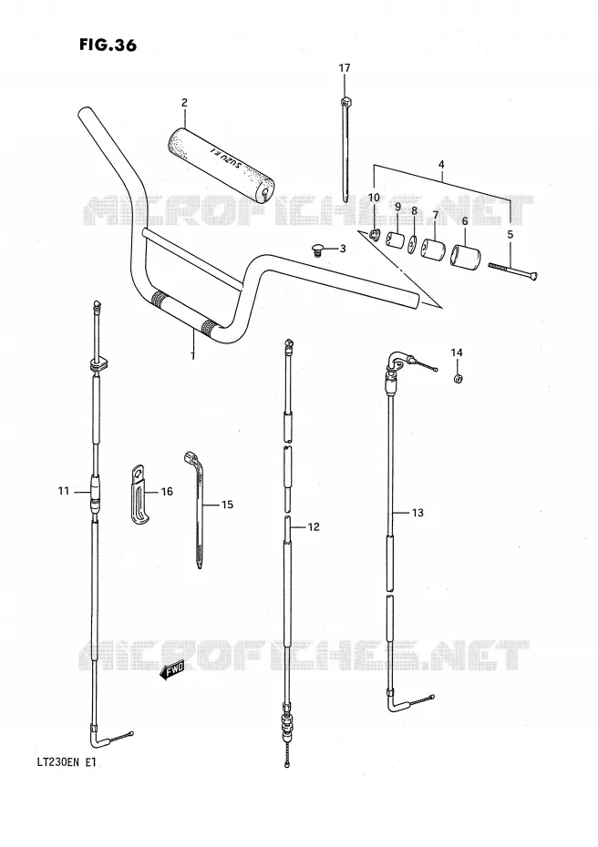 HANDLEBAR - CABLES Suzuki QUAD 230 QUADSPORT 1990  LT230EL(E1)