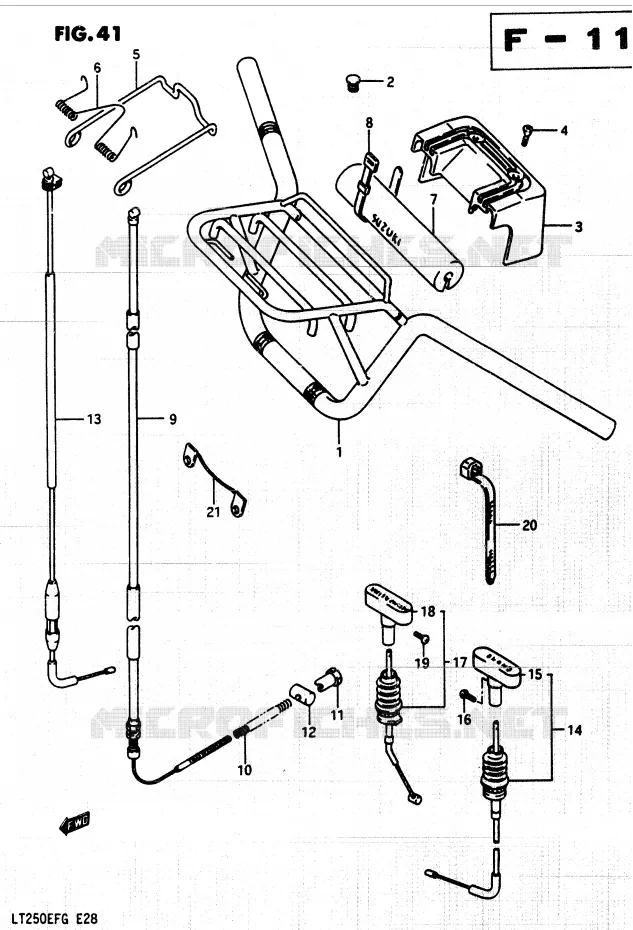 HANDLEBAR - CABLES Suzuki QUAD 250 QUADRUNNER 1987  LT250EFF(F/2/G)