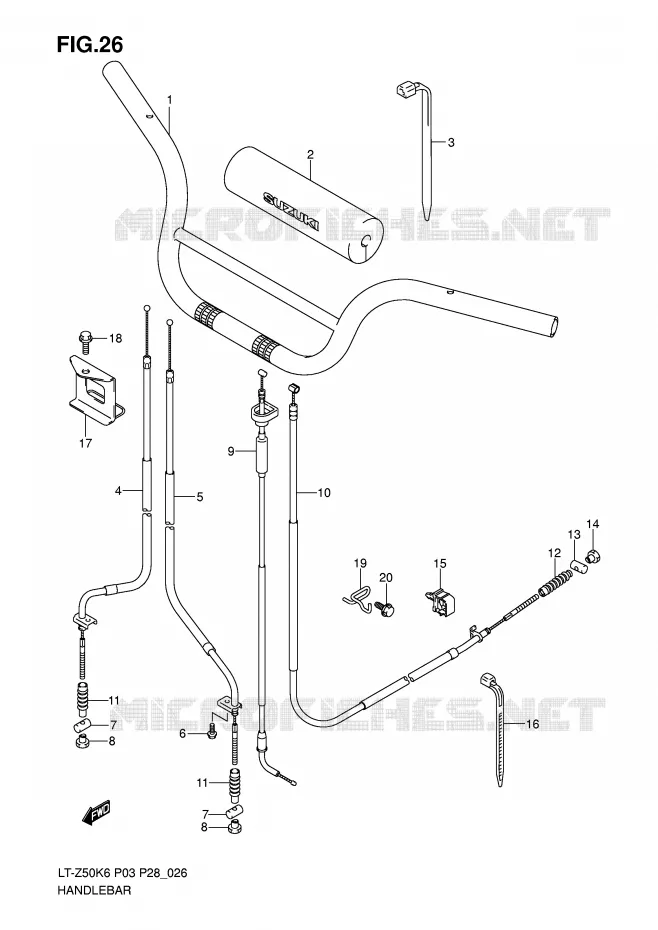 HANDLEBAR Suzuki QUAD 50 QUADSPORT 2009  LT-Z50ZK9(P3/P28)