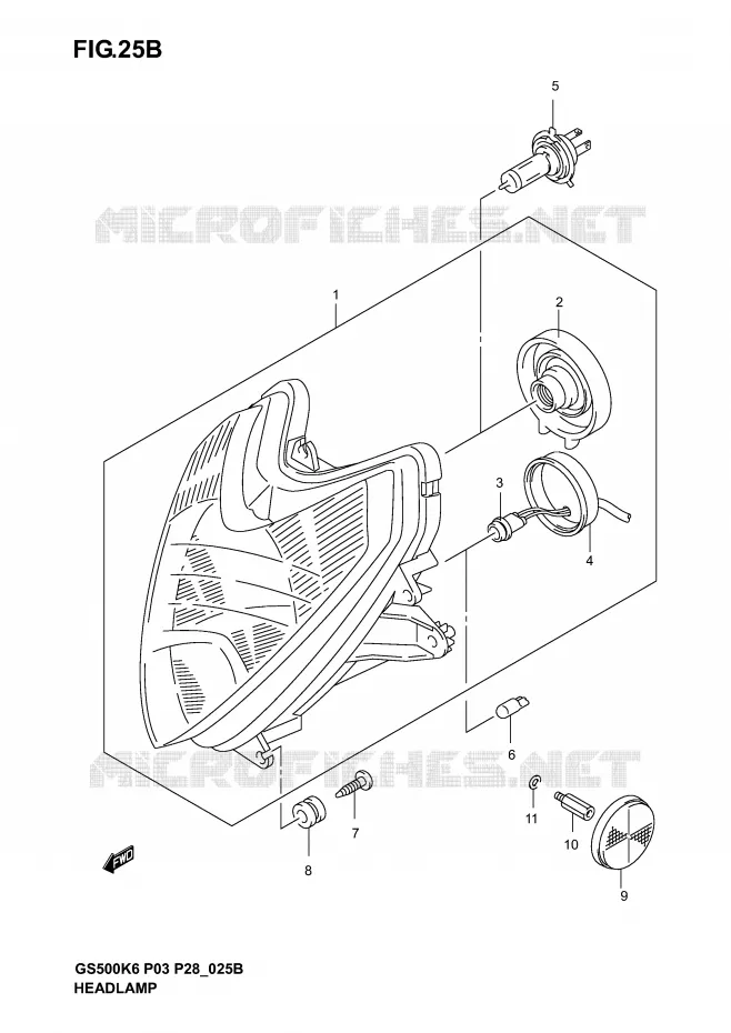 HEADLIGHT (GS500FK4/K5/K6) Suzuki MOTO 500 GS-E 2003  GS500K3(P3)