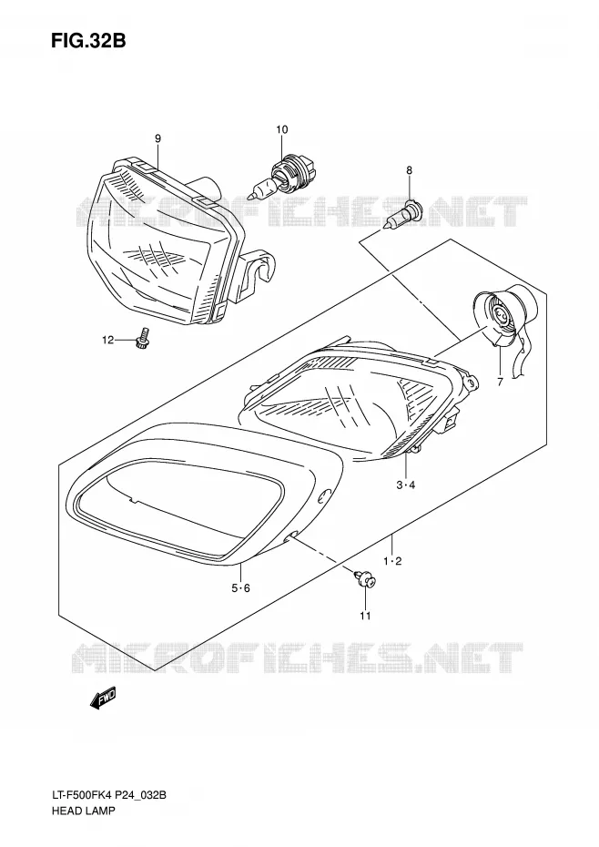 HEADLIGHT (MODEL K6/K7) Suzuki QUAD 500 VINSON 2007  LT-F500FK7(P24)