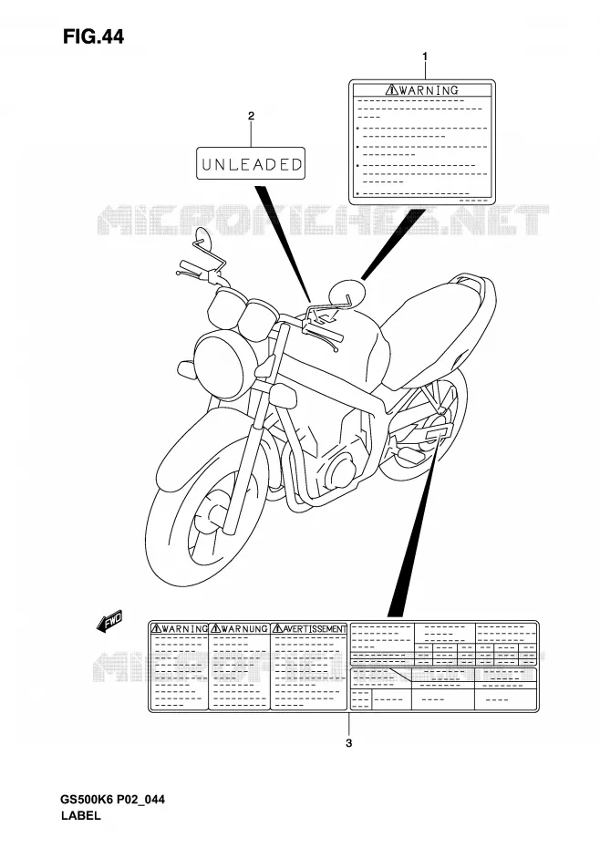 LABEL (MODEL K3) Suzuki MOTO 500 GS-E 2006  GS500K6(P19)