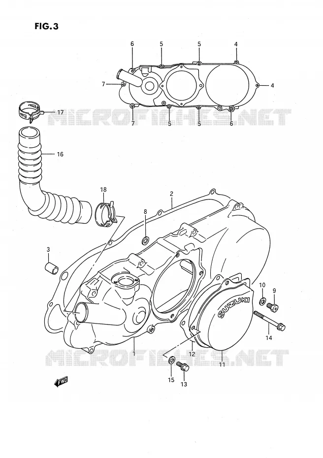 LEFT CRANKCASE COVER Suzuki QUAD 80 QUADSPORT 1987  LT80H(P28)