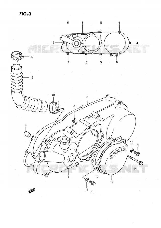 LEFT CRANKCASE COVER Suzuki QUAD 80 QUADSPORT 1987  LT80H(P3)