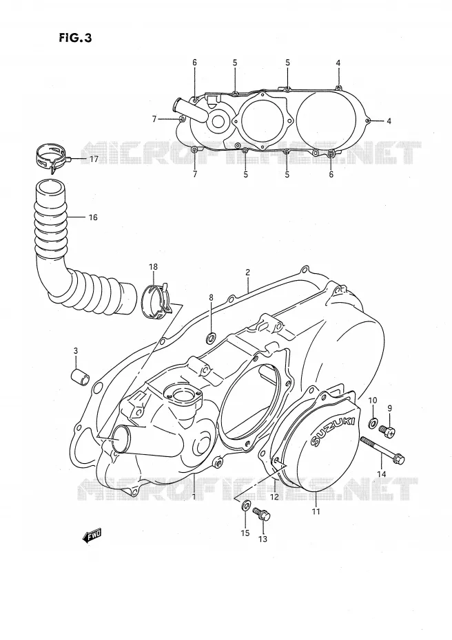LEFT CRANKCASE COVER Suzuki QUAD 80 QUADSPORT 1993  LT80P(P1)