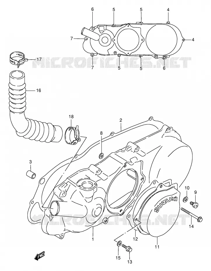 LEFT CRANKCASE COVER Suzuki QUAD 80 QUADSPORT 1997  LT80V(P3/P28)