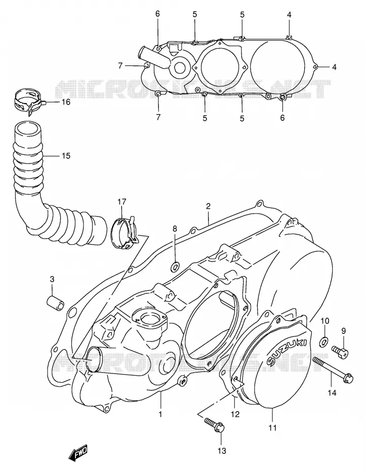 LEFT CRANKCASE COVER Suzuki QUAD 80 QUADSPORT 2003  LT80K3(P3/P28)