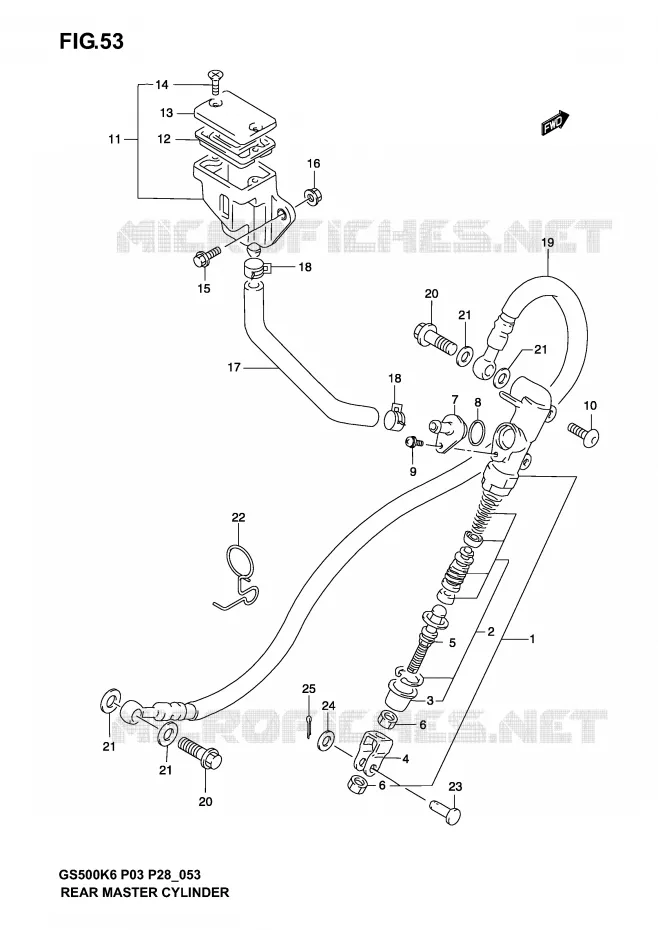 REAR BRAKE MASTER CYLINDER (MODEL K3) Suzuki MOTO 500 GS-F 2004  GS500FK4(P3)