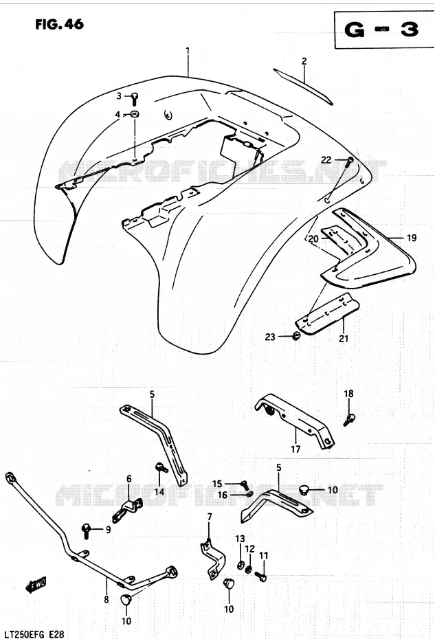 REAR FENDER (MODEL F/F2) Suzuki QUAD 250 QUADRUNNER 1987  LT250EFF(F/2/G)
