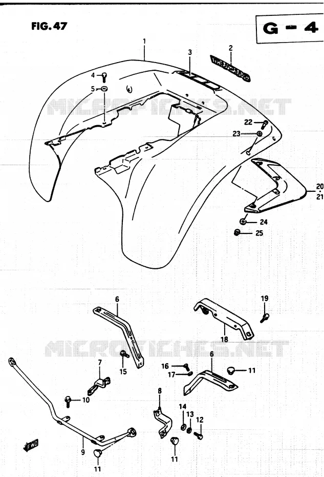 REAR FENDER (MODEL G) Suzuki QUAD 250 QUADRUNNER 1987  LT250EF(F/2/G)