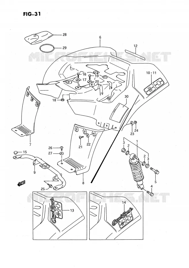 REAR FENDER (MODEL H/J/K) Suzuki QUAD 80 QUADSPORT 1987  LT80H(P28)
