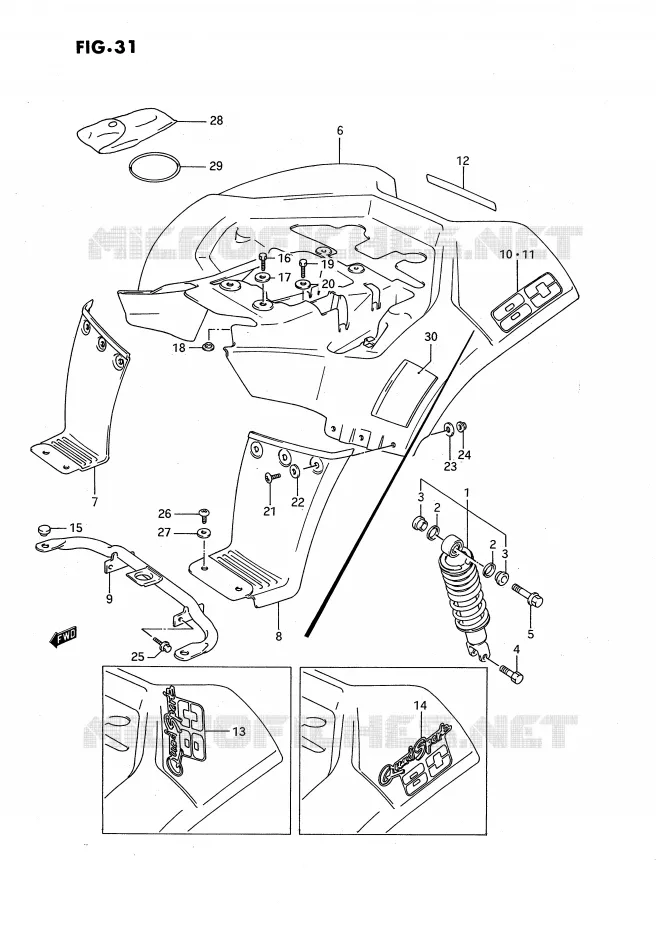 REAR FENDER (MODEL H/J/K) Suzuki QUAD 80 QUADSPORT 1993  LT80P(P3)