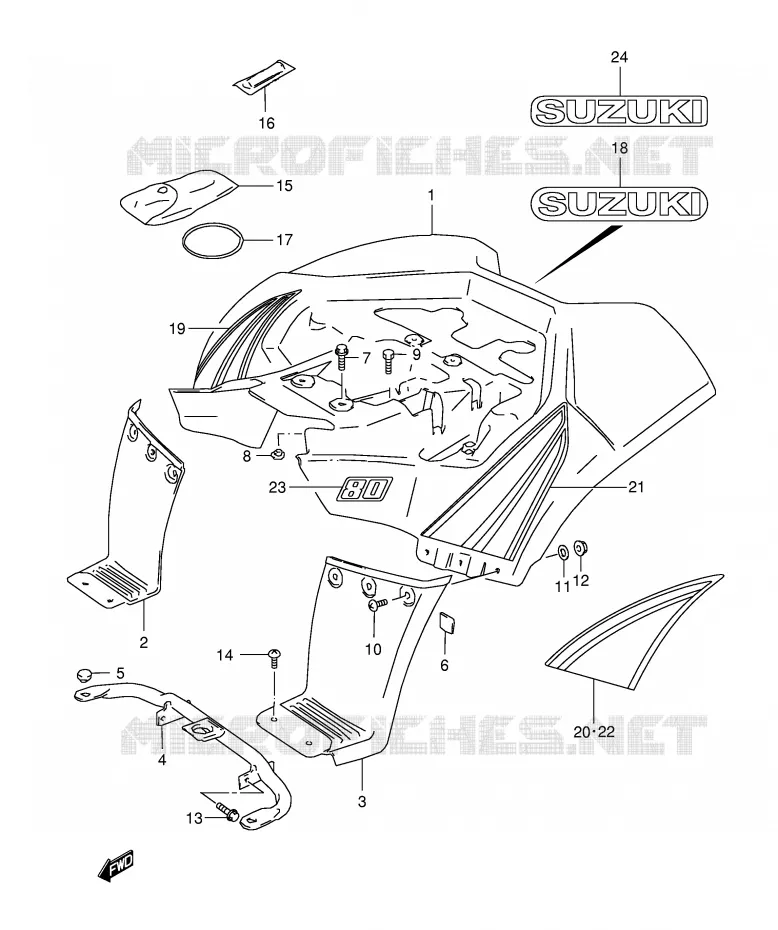 REAR FENDER (MODEL K2/K3) Suzuki QUAD 80 QUADSPORT 2002  LT80K2(P1)