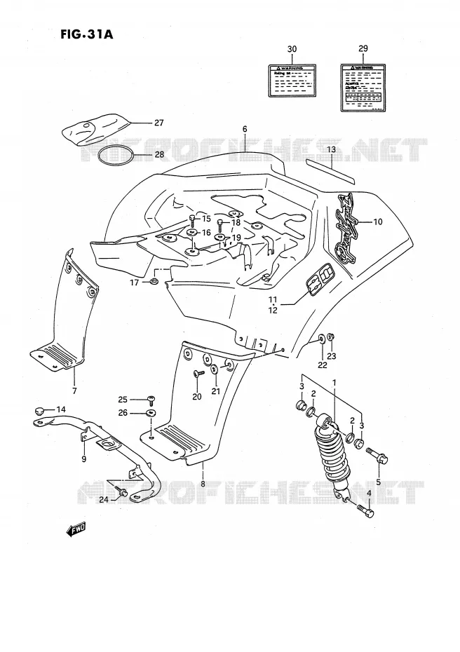 REAR FENDER (MODEL L) Suzuki QUAD 80 QUADSPORT 1989  LT80K(P28)