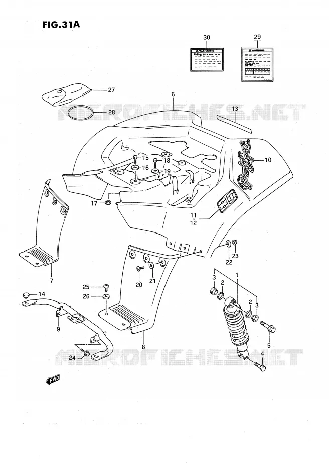 REAR FENDER (MODEL L) Suzuki QUAD 80 QUADSPORT 1991  LT80M(P3)