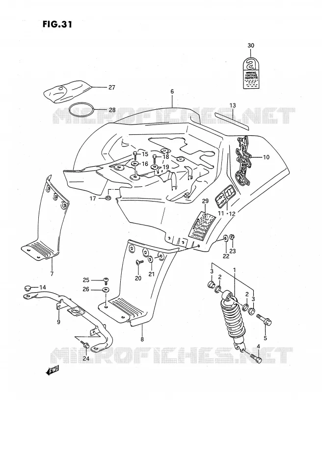REAR FENDER (MODEL L) Suzuki QUAD 80 QUADSPORT 1992  LT80N(P1)
