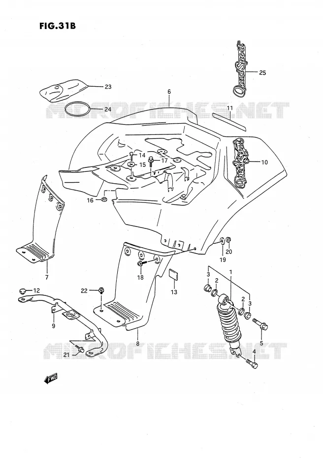 REAR FENDER (MODEL M/N/P/R/S) Suzuki QUAD 80 QUADSPORT 1991  LT80M(P3)