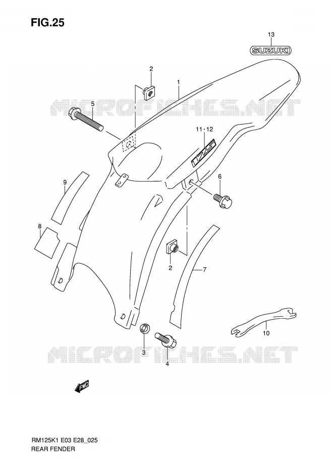 REAR FENDER Suzuki MOTO 125 RM 2003  RM125K3(E3/E28)